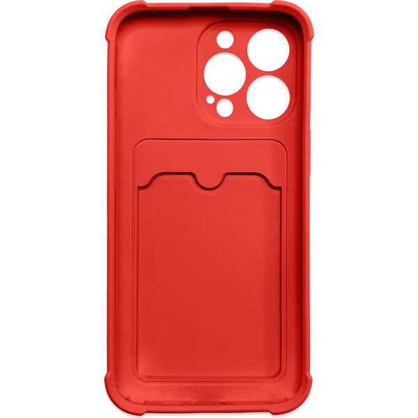 Hurtel Card Armor Case etui pokrowiec do iPhone 13 mini portfel na kartę silikonowe pancerne etui Air Bag czerwony 9651999 9145576234341