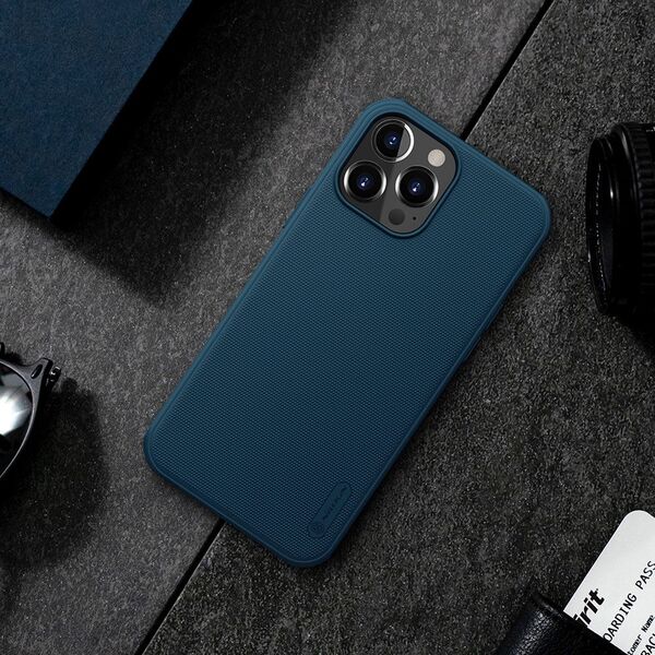 Nillkin Nillkin Super Frosted Shield wzmocnione etui pokrowiec + podstawka iPhone 13 Pro Max niebieski 9652324 6902048222984