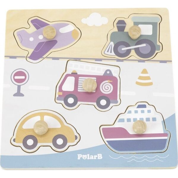 Viga Toys VIGA PolarB Drewniane Puzzle Pojazdy z Pinezkami 9662188 6971608440694