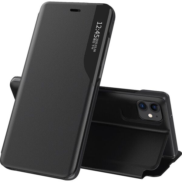Hurtel Eco Leather View Case elegancki futerał etui z klapką i funkcją podstawki iPhone 13 Pro Max czarny 9676252 9145576231050
