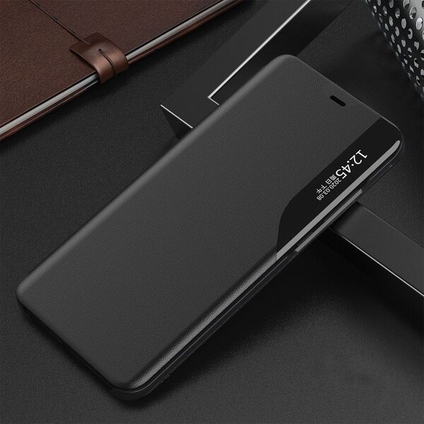 Hurtel Eco Leather View Case elegancki futerał etui z klapką i funkcją podstawki iPhone 13 Pro Max czarny 9676252 9145576231050