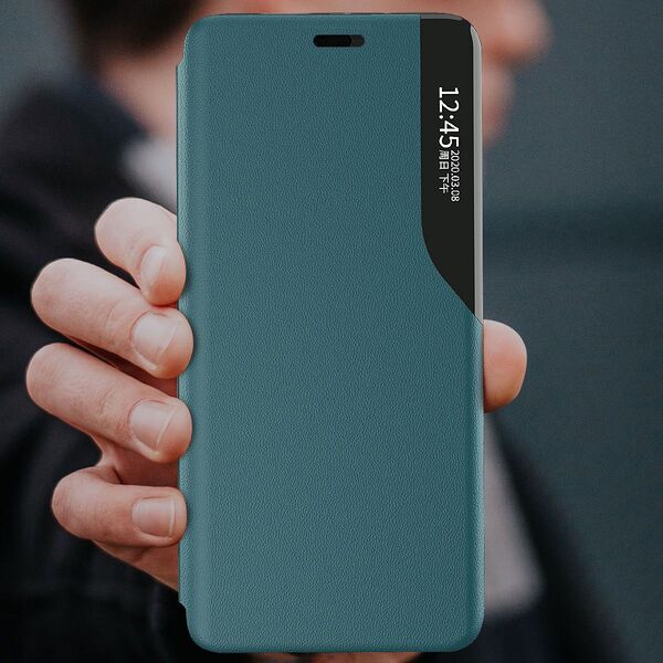 Hurtel Eco Leather View Case elegancki futerał etui z klapką i funkcją podstawki iPhone 13 Pro niebieski 9676261 9145576231128