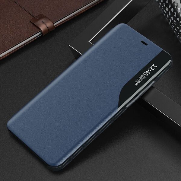 Hurtel Eco Leather View Case elegancki futerał etui z klapką i funkcją podstawki iPhone 13 mini niebieski 9676270 9145576231241