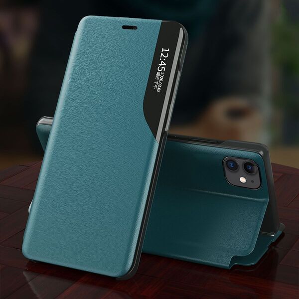 Hurtel Eco Leather View Case elegancki futerał etui z klapką i funkcją podstawki iPhone 13 mini niebieski 9676270 9145576231241