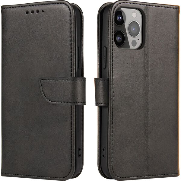 Hurtel Magnet Case elegancki futerał etui pokrowiec z klapką i funkcją podstawki iPhone 13 Pro Max czarny 9676313 9145576230619