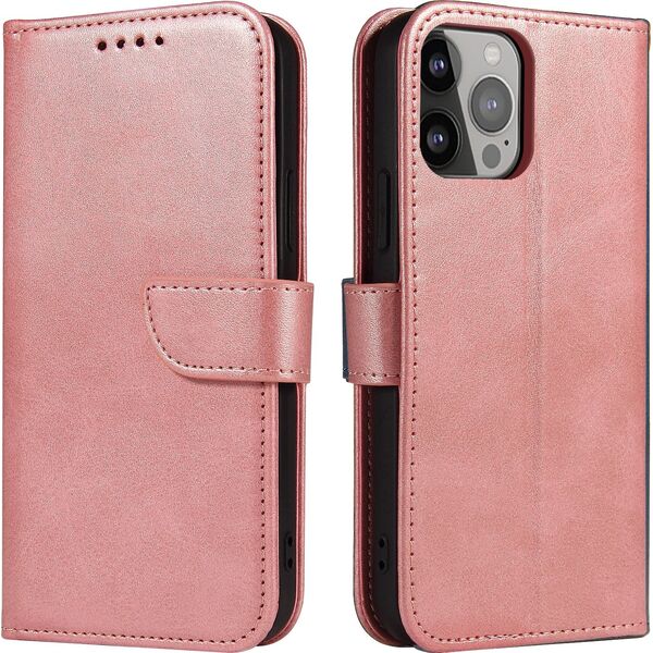 Hurtel Magnet Case elegancki futerał etui pokrowiec z klapką i funkcją podstawki iPhone 13 Pro Max różowy 9676315 9145576230633
