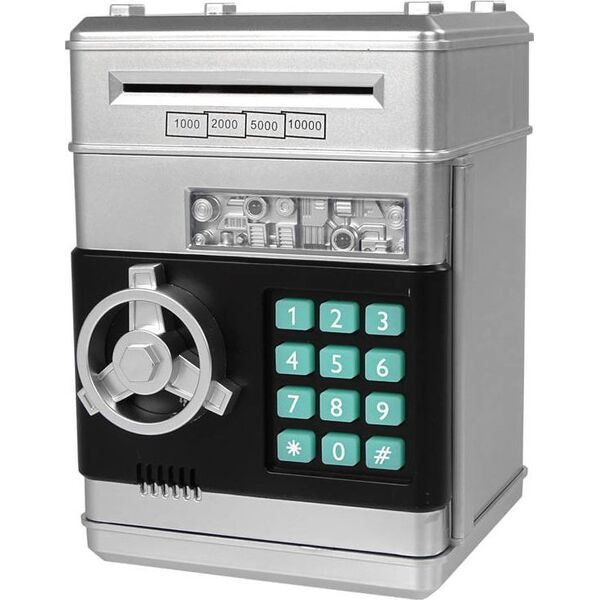 LeanToys Elektroniczny Sejf Skarbonka Oszczędzanie Srebrny Kod 9689783 5904204757225