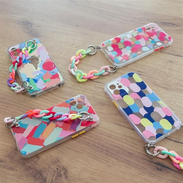 Hurtel Color Chain Case żelowe elastyczne etui z łańcuchem łańcuszkiem zawieszką do Samsung Galaxy S21+ 5G (S21 Plus 5G) wielokolorowy (4) 9736620 9145576225233