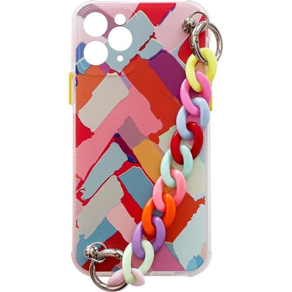 Hurtel Color Chain Case żelowe elastyczne etui z łańcuchem łańcuszkiem zawieszką do Samsung Galaxy S21 Ultra 5G wielokolorowy (3) 9736624 9145576225042