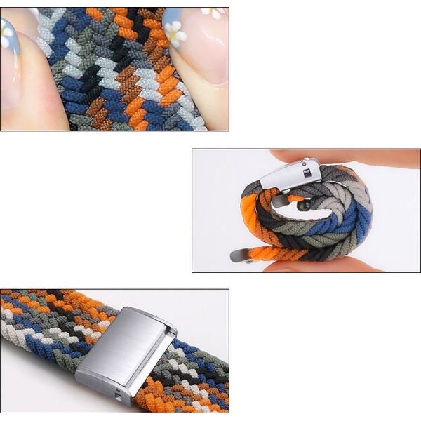 Hurtel Strap Fabric opaska do Watch 6 / 5 / 4 / 3 / 2 (44mm / 42mm) pleciony materiałowy pasek bransoletka do zegarka czarno-biały 9738517 9145576237892