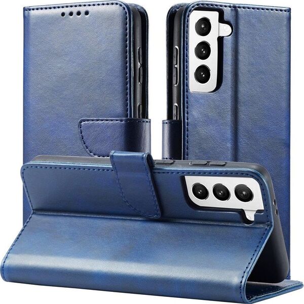 Hurtel Magnet Case elegancki futerał etui pokrowiec z klapką i funkcją podstawki Samsung Galaxy S22+ (S22 Plus) niebieski 9738613 9145576241899