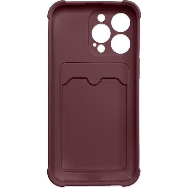 Hurtel Card Armor Case etui pokrowiec do iPhone 12 Pro Max portfel na kartę silikonowe pancerne etui Air Bag malinowy 9738713 9145576235454