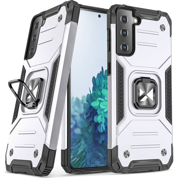Wozinsky Wozinsky Ring Armor pancerne hybrydowe etui pokrowiec + magnetyczny uchwyt Samsung Galaxy S22+ (S22 Plus) srebrny 9738779 9145576239735
