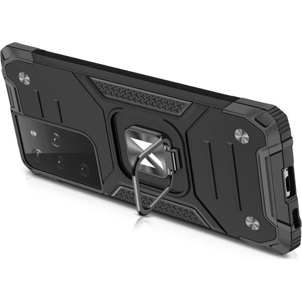Wozinsky Wozinsky Ring Armor pancerne hybrydowe etui pokrowiec + magnetyczny uchwyt Samsung Galaxy S22 Ultra czarny 9738781 9145576239827