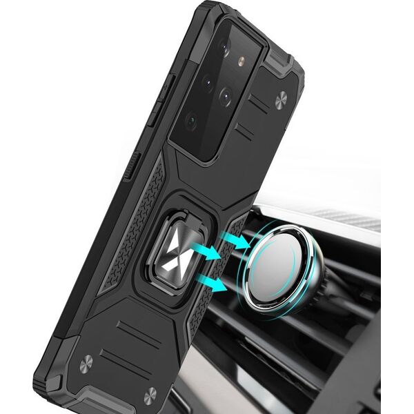 Wozinsky Wozinsky Ring Armor pancerne hybrydowe etui pokrowiec + magnetyczny uchwyt Samsung Galaxy S22 Ultra czarny 9738781 9145576239827
