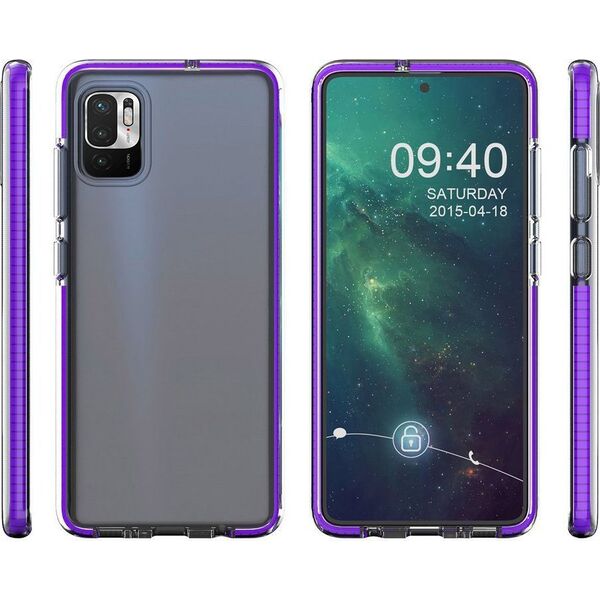 Hurtel Spring Case pokrowiec żelowe etui z kolorową ramką do Xiaomi Redmi Note 10 5G / Poco M3 Pro czarny 9738879 9145576232507