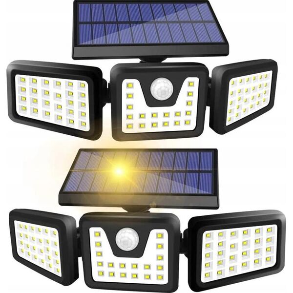 Kinkiet LTC Lampa solarna LTC 74 x LED SMD, 20 W, czujnik ruchu i zmierzchu, regulacja kąta świecenia, akumulator 2400 mAh. 9806475 5902270766912