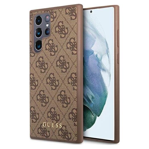 Guess Etui Guess GUHCS22LG4GFBR Samsung Galaxy S22 Ultra brązowy/brown hard case 4G Metal Gold Logo 9857025 3666339042738