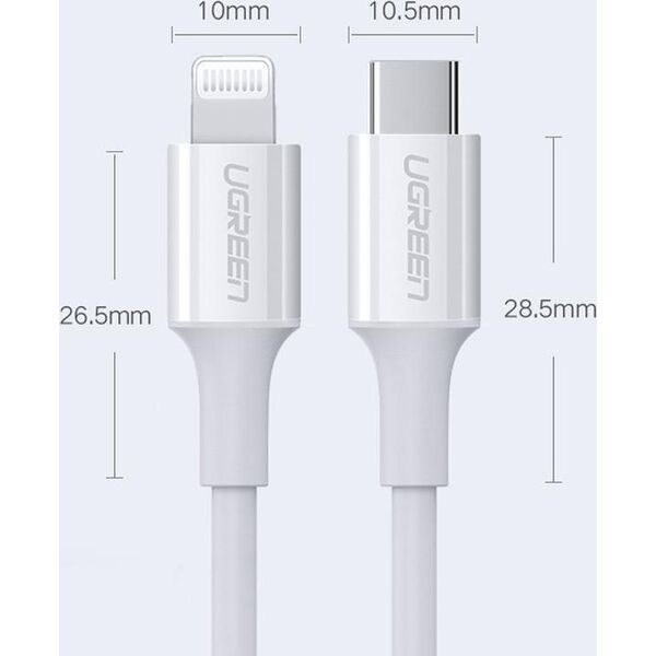 Kabel USB Ugreen USB-C - Lightning 0.5 m Biały (6957303867479) 9900368 6957303867479