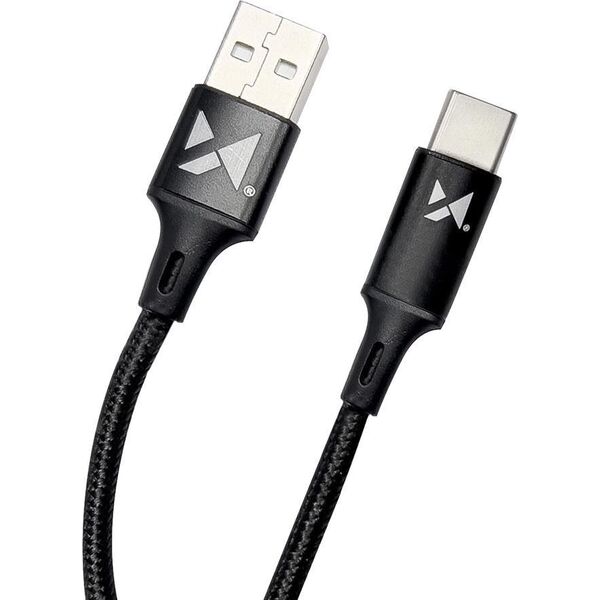 Kabel USB Wozinsky USB-A - USB-C 2 m Czarny (5907769301179) 9900382 5907769301179