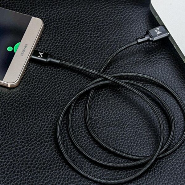Kabel USB Wozinsky USB-A - USB-C 2 m Czarny (5907769301179) 9900382 5907769301179
