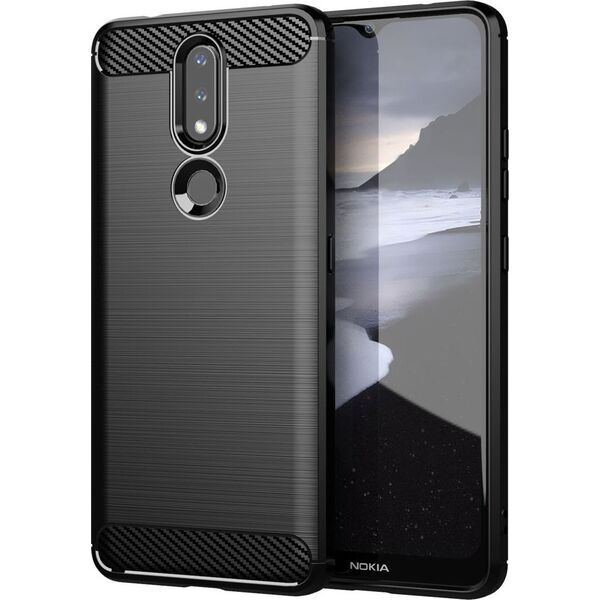 Hurtel Carbon Case elastyczne etui pokrowiec Nokia 2.4 czarny 9902432 9145576232170