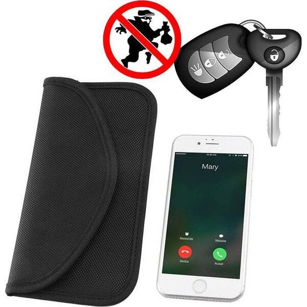 Hurtel Etui antykradzieżowe na klucze samochodowe telefon blokujące fale radiowe Faraday Box klatka Faradaya 20 cm x 11 cm czarny 9902701 9111201906839