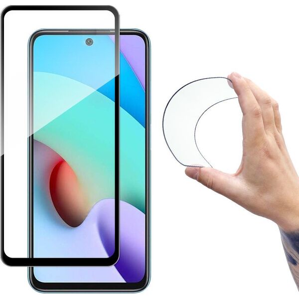 Wozinsky Wozinsky Full Cover Flexi Nano folia szklana szkło hartowane z ramką Xiaomi Redmi 10 czarny 9903393 9145576232347