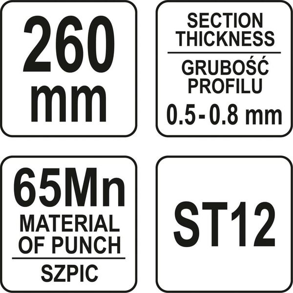 Yato YATO SZCZYPCE DO ŁĄCZENIA PROFILI 260mm YT-51312 9921734 5906083055225