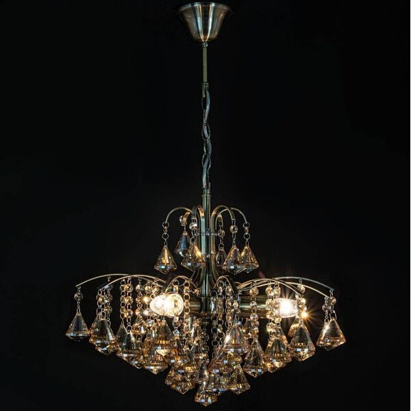 Lampa wisząca Mdeco LAMPA wisząca ELM6246/3 21QG MDECO kryształowa OPRAWA żyrandol na łańcuchu zwis mosiądz bursztynowy 9927035 5902021240654