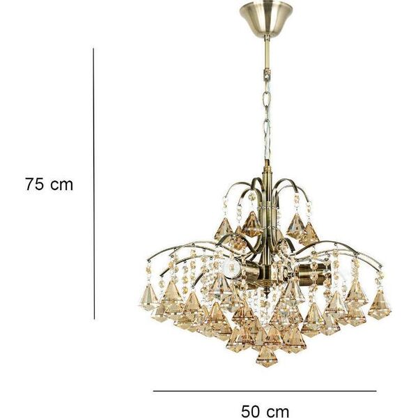 Lampa wisząca Mdeco LAMPA wisząca ELM6246/3 21QG MDECO kryształowa OPRAWA żyrandol na łańcuchu zwis mosiądz bursztynowy 9927035 5902021240654