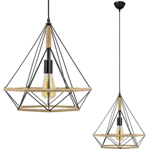 Lampa wisząca Mdeco Druciana LAMPA wisząca ELM8802/1 ZWIS - 06 MDECO metalowa OPRAWA industrialny ZWIS loftowy czarny 9927114 5902021249558