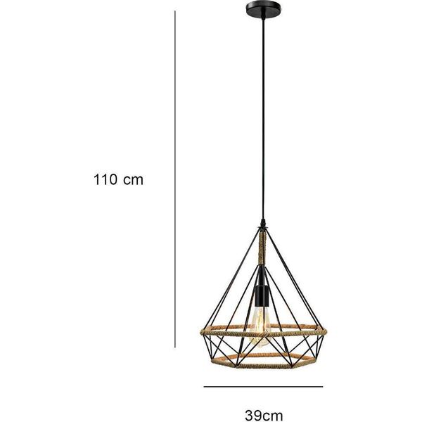 Lampa wisząca Mdeco Druciana LAMPA wisząca ELM8802/1 ZWIS - 06 MDECO metalowa OPRAWA industrialny ZWIS loftowy czarny 9927114 5902021249558