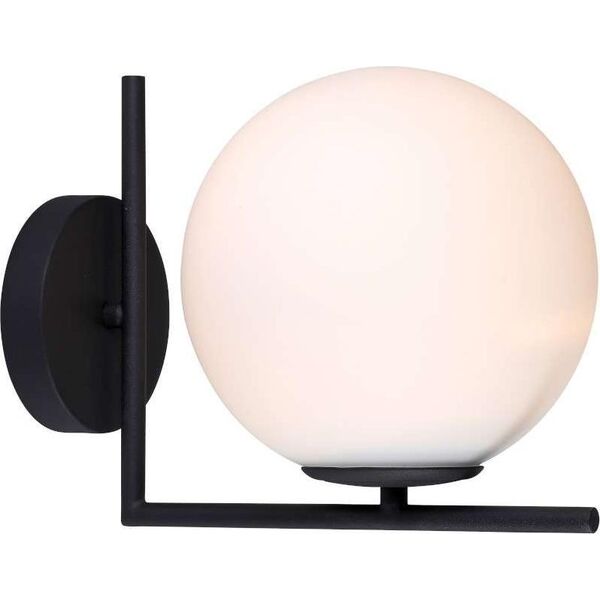 Kinkiet Mdeco Ścienna LAMPA szklana CONDI MBM-7475/1 BL MDECO loftowa OPRAWA kinkiet kula ball czarna biała 9935066 5900644313991