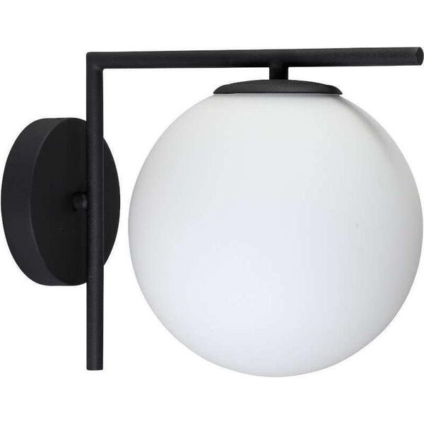Kinkiet Mdeco Ścienna LAMPA szklana CONDI MBM-7475/1 BL MDECO loftowa OPRAWA kinkiet kula ball czarna biała 9935066 5900644313991