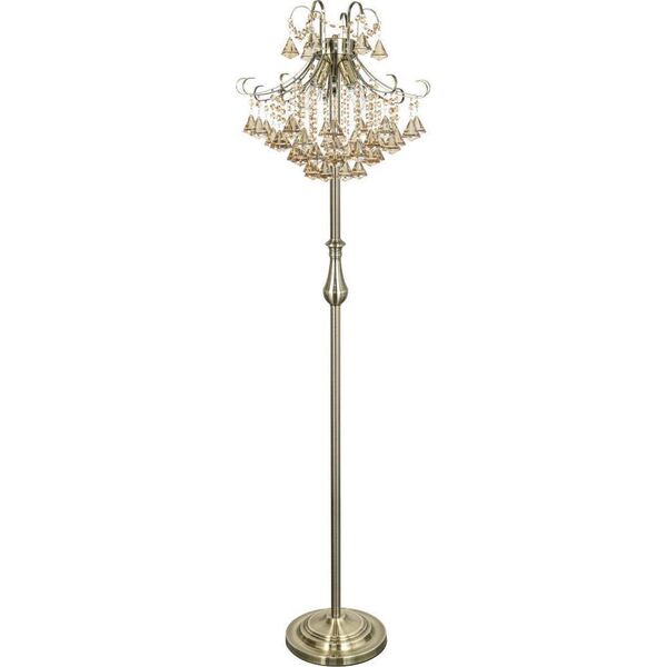 Lampa podłogowa Mdeco LAMPA podłogowa ELM6248/4F 21QG MDECO glamour OPRAWA stojąca z kryształkami szklana mosiądz bursztynowa 9935127 5902021241996
