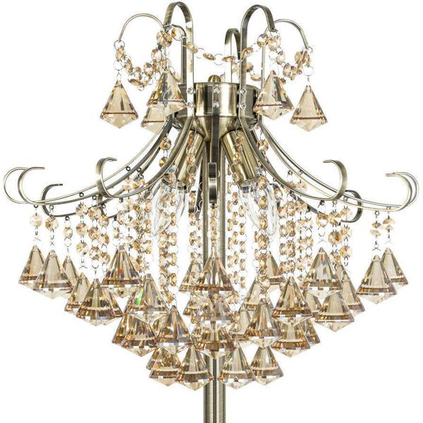 Lampa podłogowa Mdeco LAMPA podłogowa ELM6248/4F 21QG MDECO glamour OPRAWA stojąca z kryształkami szklana mosiądz bursztynowa 9935127 5902021241996