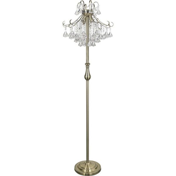 Lampa podłogowa Mdeco LAMPA stojąca ELM6248/4F 21QG+TR MDECO szklana OPRAWA z kryształkami podłogowa glamour mosiądz przezroczysta 9935129 5902021247448