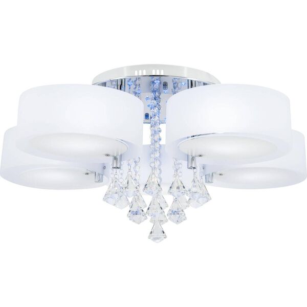 Lampa sufitowa Mdeco LAMPA sufitowa ELMDRS8006/5 8C MDECO metalowa OPRAWA z pilotem crystal glamour chrom biała 9935151 5902021246960