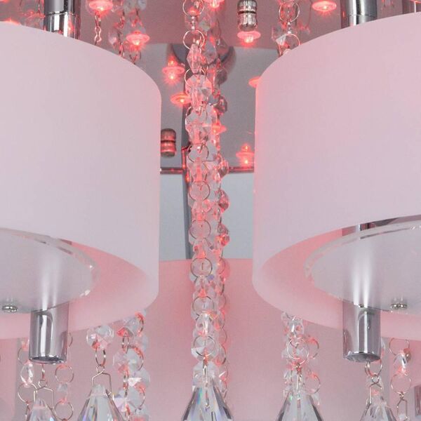 Lampa sufitowa Mdeco LAMPA sufitowa ELMDRS8006/5 8C MDECO metalowa OPRAWA z pilotem crystal glamour chrom biała 9935151 5902021246960