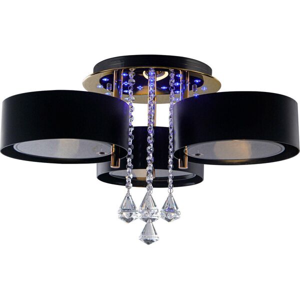 Lampa sufitowa Mdeco Glamour LAMPA sufitowa ELMDRS8006/3 TR BL MDECO metalowa OPRAWA z pilotem kryształki złote czarne 9935183 5907737331528