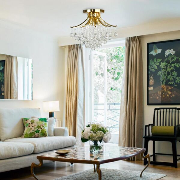 Lampa sufitowa Mdeco LAMPA sufitowa ELM5191/4 TR MDECO glamour OPRAWA metalowa z kryształkami złota 9935197 5902021241347