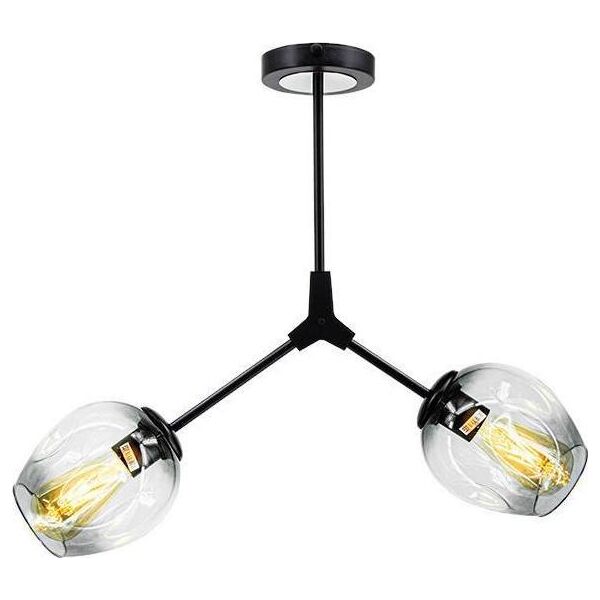 Lampa wisząca Mdeco Modernistyczna LAMPA sufitowa ELM1962/2 BLACK-TR MDECO szklana OPRAWA regulowana chemistry czarna przezroczysta 9935205 5907737331368