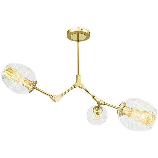 Lampa wisząca Mdeco Regulowana LAMPA sufitowa ELM1962/3 GOLD-TR MDECO szklana OPRAWA modernistyczna chemistry złota przezroczysta 9935207 5907737330903