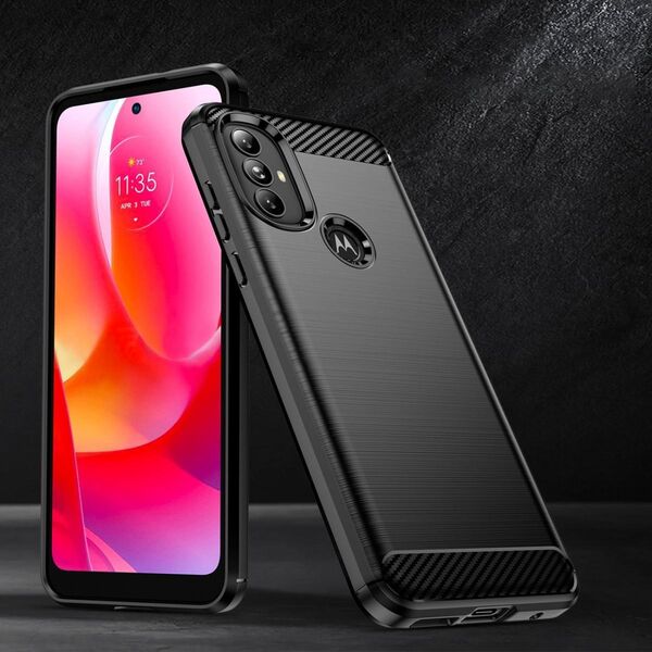Hurtel Carbon Case elastyczne etui pokrowiec Motorola Moto G Power 2022 czarny 9939010 9145576240113
