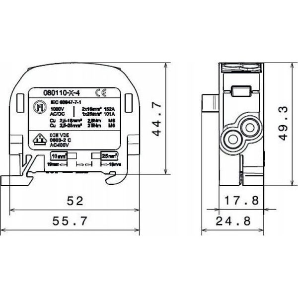 Simet Blok rozdzielczy - odgałęźny Al/Cu SCB 25 (80110) SIMBLOCK zielony 81501005 10000633 5907813233272