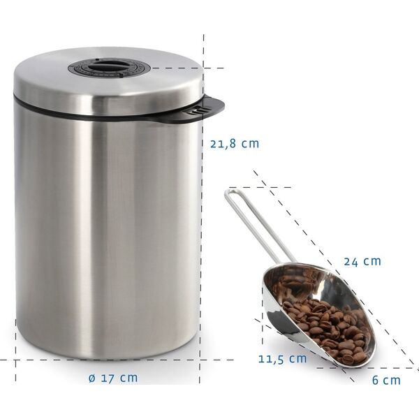 Xavax Pojemnik ze stali nierdzewnej do kawy o pojemności 1 kg z miarką 9998719 4047443422651