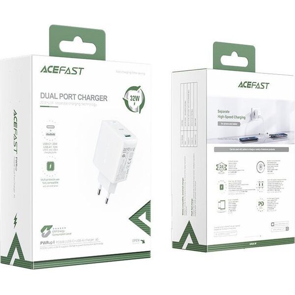 Ładowarka Acefast A5 1x USB-A 1x USB-C 2.4 A (6974316280125) 10016605 6974316280125