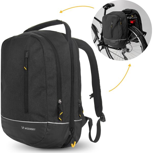 Wozinsky Dwuczęściowa torba rowerowa plecak 2w1 30l czarna (WBB30BK) 10017989 5907769301414
