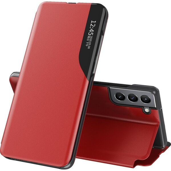 Hurtel Eco Leather View Case elegancki futerał etui z klapką i funkcją podstawki Samsung Galaxy S22+ (S22 Plus) czerwony 10062486 9145576241141